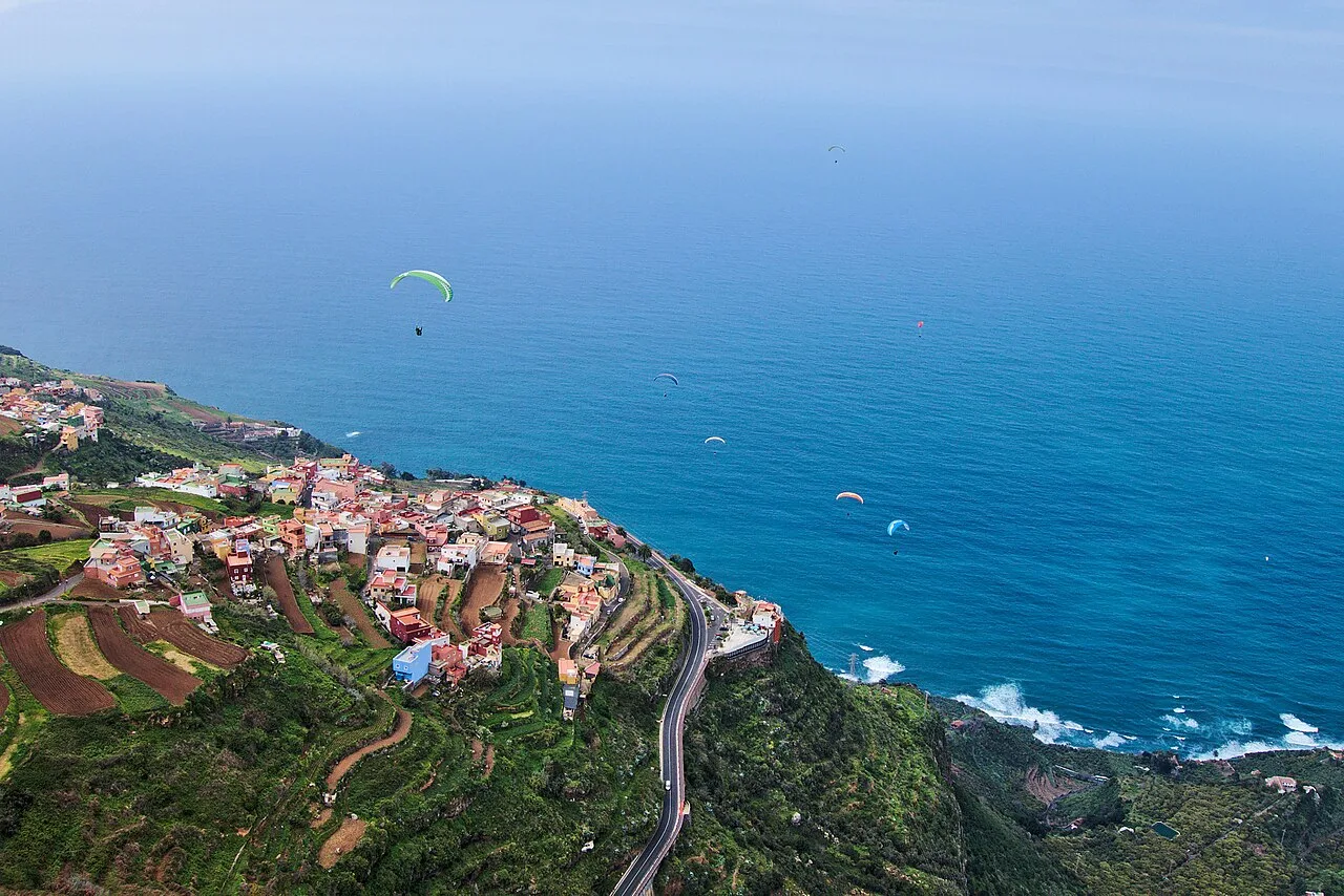 Paragliders over Tenerife’s northern coast
